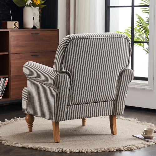 Cassington Home Grey White Darvin Stripe Armchair Temple Webster